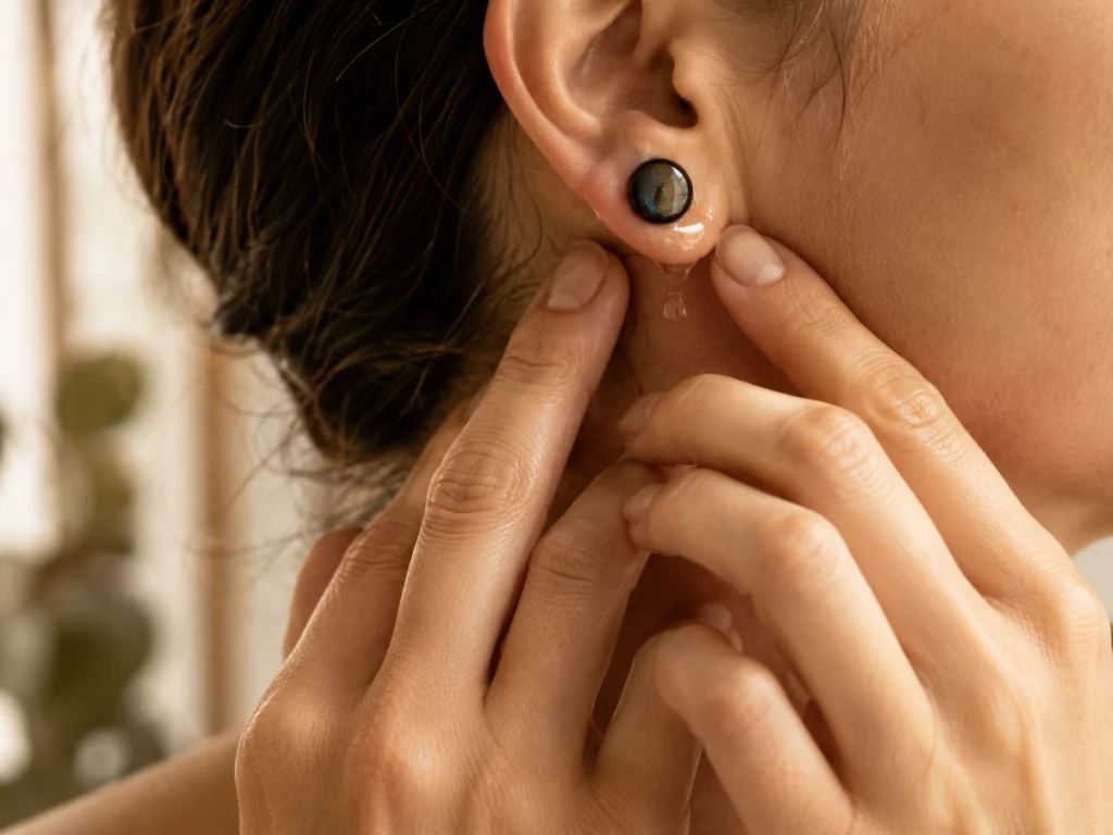 How to massage earlobes with jojoba oil for ear stretching aftercare