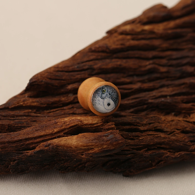 Owl-Inlay-Wooden-Ear-Plug-Gauges