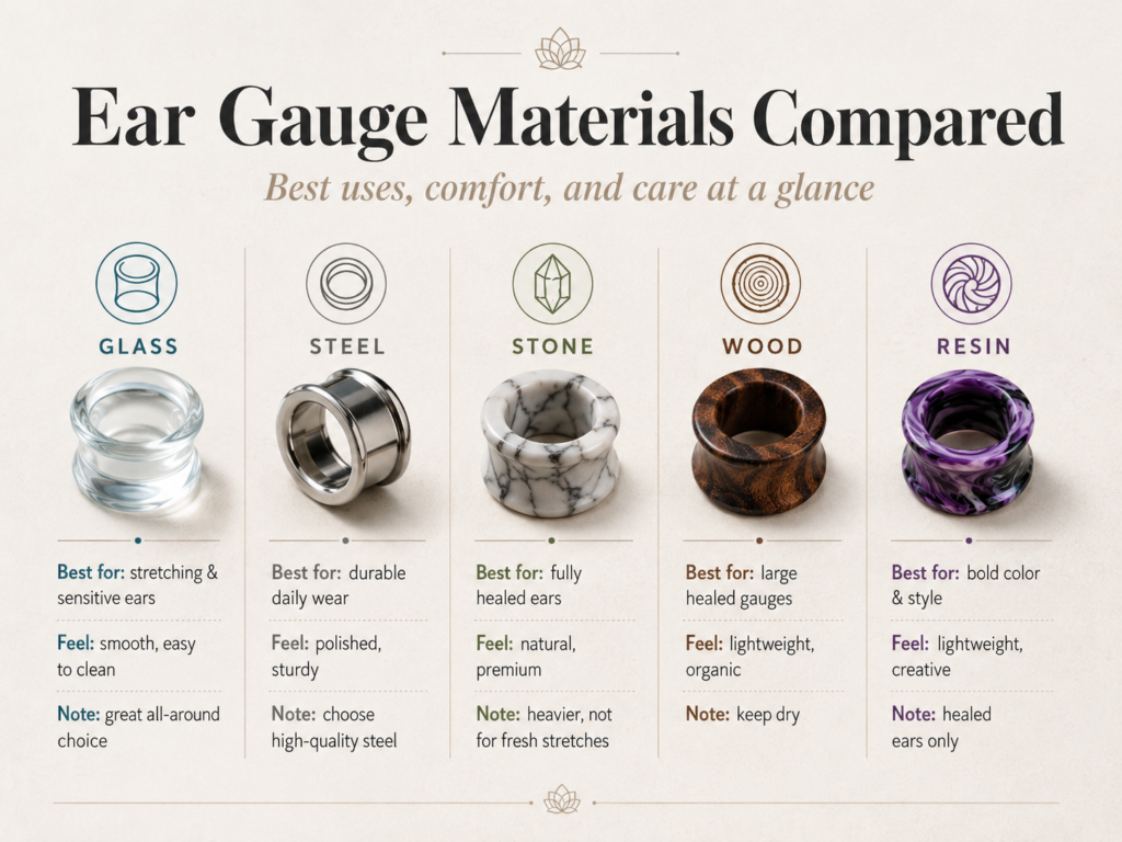 ear gauges materials compared